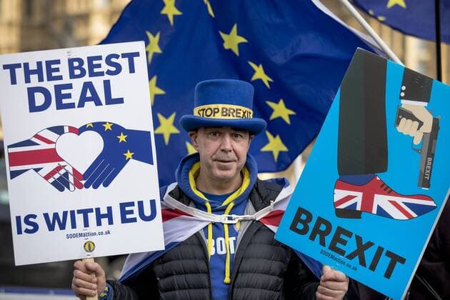 News Themen der Woche KW07 News Bilder des Tages February 12, 2019 - London, UK - Anti-Brexit demonstrator STEVE BRAY opposite Parliament as Prime Minister Theresa May updates MPs on Brexit. London UK  - ZUMAl94_ 20190212_zaf_l94_045 Copyright: xRobxPinneyx