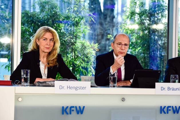 Germany Frankfurt 13 02 2019 Dr Guenther Braeunig Chairman and Dr Ingrid Hengster Domestic promotion of KfW Bankengruppe during the start of the year Press conference Start of the year Press conference of KfW Bankengruppe
