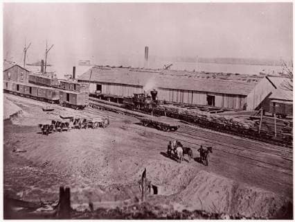 Terminus of U.S. Military Railroad, City Point, Virginia, 1861–65, Albumen silver print from glass negative, Photographs, Andrew Joseph Russell (American, 1830–1902)  Copyright: Artokoloro AM170720_063607