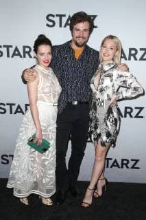 Roxane Mesquida Beau Mirchoff and Kelli Berglund the actors Now Apocalypse Series at the Starz Red Carpet Event on 12 02 2019 as part of the Winter TCA Tour in Los Angeles 2019 Winter TCA Tour Starz Red Carpet Event in Los Angeles