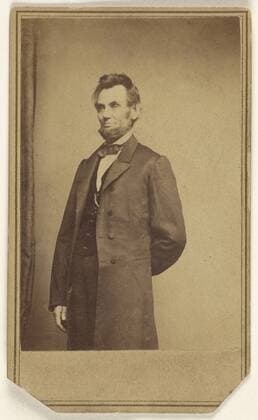 Abraham Lincoln standing with one arm behind his back; Studio of Mathew B. Brady (American, about 1823 - 1896); about 1864; Albumen silver print  Copyright: LCD2_180906_12225
