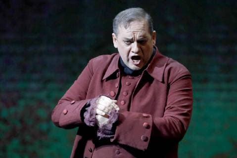 Moskau, Oper Der Teufel in der Liebe im Stanislawski- und Nemirowitsch-Dantschenko-Musiktheater MOSCOW, RUSSIA - FEBRUARY 15, 2019: Bass Roman Ulybin in a scene from The Devil in Love opera staged by Alexander Titel at the Stanislavski and Nemirovich-Danchenko Moscow Academic Music Theatre. Artyom Geodakyan TASS  TS0A1396