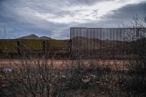 Two different types of border fences in Naco, Arizona on February 14, 2019. US President Donald Trump has declared a National Emergency on Friday in order to help build the border wall along significant portions of the United States border with Mexico.  NAC2019021401 ARIANAxDREHSLER