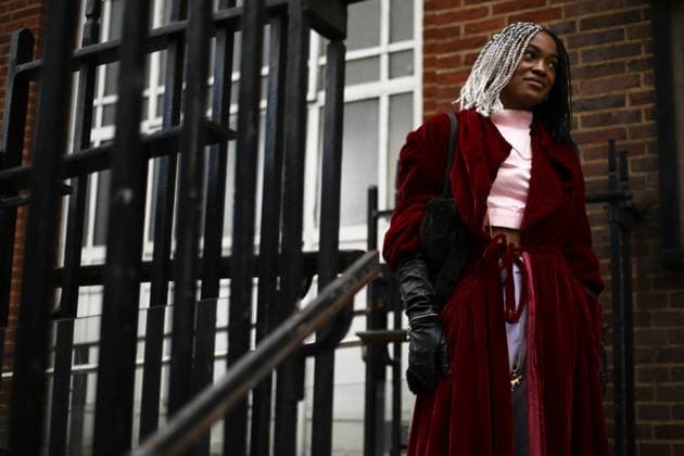 Barbara Ayozie attending the Toga show during London Fashion Week - Feb 16, 2019 - LFW: Fall 2019 Street Style Day 2, London England  Copyright: xValentinaxRanierix h_00581204