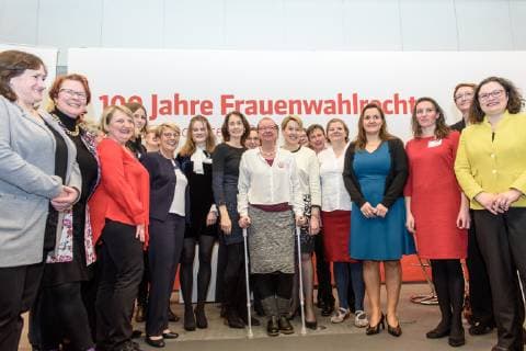 The SPD parliamentary group celebrates 100 years of womens suffrage Germany Berlin 18 02 2019 Event of the SPD parliamentary group on 100 years of womens suffrage - Our goal is parity and award of the Marie Juchacz Prize 2019 The pictu