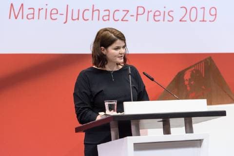 The SPD Bundestag faction celebrates 100 years of womens suffrage in Germany Berlin 18 02 2019 The SPD Bundestag faction celebrates 100 years of womens suffrage in Germany Berlin 18 02 2019 The SPD Bundestag faction celebrates 100 years of womens suffrage - Our goal is parity and the awarding of the Marie Juchacz Prize 2019 The picture shows Sophie Passmann Author Berlin Bundestag Berlin Germany