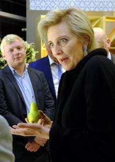 Princess Astrid of Belgium pictured during a Promotion Event called Belgian Pears in Mexico, on the second day of a Belgian economic mission to Mexico, Monday 18 February 2019. Several federal and regional ministers accompany the princess on an economic mission to Mexico from 17 to 24 February.  ERICxLALMAND 05533590