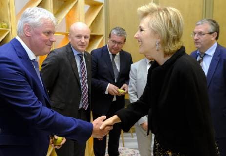Princess Astrid of Belgium pictured during a Promotion Event called Belgian Pears in Mexico, on the second day of a Belgian economic mission to Mexico, Monday 18 February 2019. Several federal and regional ministers accompany the princess on an economic mission to Mexico from 17 to 24 February.  ERICxLALMAND 05533592
