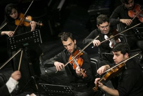 (190219) -- TEHRAN, Feb. 19, 2019 -- Members of an Iranian orchestra perform at a concert during the 34th Fajr International Music Festival in Tehran, Iran, Feb. 18, 2019. ) IRAN-TEHRAN-MUSIC FESTIVAL AhmadxHalabisaz 