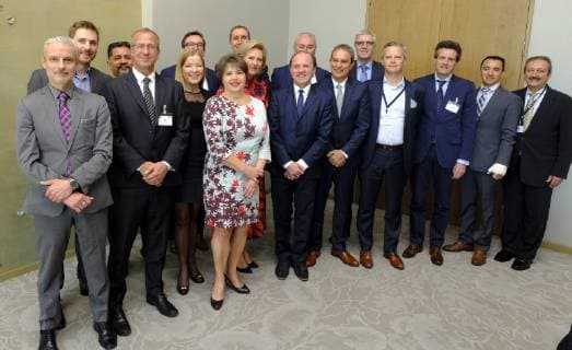 Illustration picture shows the group of participants at a breakfast at the start of the third day of a Belgian economic mission to Mexico, Tuesday 19 February 2019. Several federal and regional ministers accompany the princess on an economic mission to Mexico from 17 to 24 February.  ERICxLALMAND 05533905