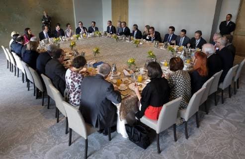 Illustration picture shows the group of participants at a breakfast at the start of the third day of a Belgian economic mission to Mexico, Tuesday 19 February 2019. Several federal and regional ministers accompany the princess on an economic mission to Mexico from 17 to 24 February.  ERICxLALMAND 05533907