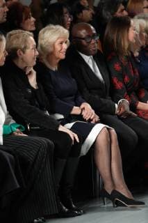 . 19 02 2019. London, United Kingdom. The Duchess of Cornwall in the front row at the Bethany Williams show at London Fashion Week for Autumn Winter 2019 .  xStephenxLockx xi-Imagesx IIM-19308-0001