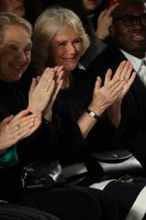 . 19 02 2019. London, United Kingdom. The Duchess of Cornwall in the front row at the Bethany Williams show at London Fashion Week for Autumn Winter 2019 .  xStephenxLockx xi-Imagesx IIM-19308-0007