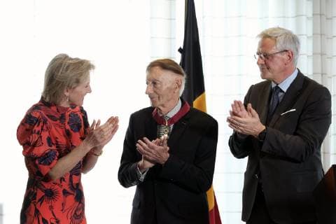Princess Astrid of Belgium, Henri bremond and Vice-Prime Minister and Minister of Employment, Economy, Consumer Affairs and equal chances Kris Peeters pictured during a signing ceremony on the third day of a Belgian economic mission to Mexico, Tuesday 19 February 2019. Several federal and regional ministers accompany the princess on an economic mission to Mexico from 17 to 24 February.  ERICxLALMAND 05534036