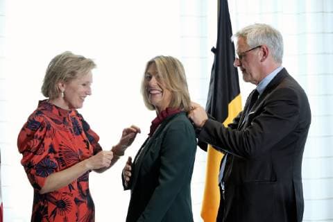 Princess Astrid of Belgium, Marie Therese Hermand and Vice-Prime Minister and Minister of Employment, Economy, Consumer Affairs and equal chances Kris Peeters pictured during a signing ceremony on the third day of a Belgian economic mission to Mexico, Tuesday 19 February 2019. Several federal and regional ministers accompany the princess on an economic mission to Mexico from 17 to 24 February.  ERICxLALMAND 05534037