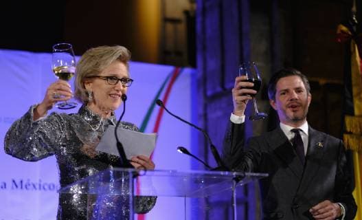 Princess Astrid of Belgium toasts during the official reception after the Belgian Jazz Manouche meets Mexican beats concert on the third day of a Belgian economic mission to Mexico, Tuesday 19 February 2019. Several federal and regional ministers accompany the princess on an economic mission to Mexico from 17 to 24 February.  ERICxLALMAND 05534096