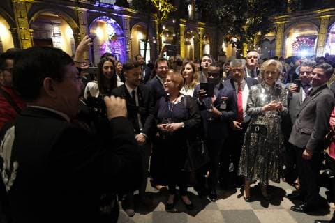 Princess Astrid of Belgium pictured during a peformance of a mariachi band during the official reception after the Belgian Jazz Manouche meets Mexican beats concert on the third day of a Belgian economic mission to Mexico, Tuesday 19 February 2019. Several federal and regional ministers accompany the princess on an economic mission to Mexico from 17 to 24 February.  ERICxLALMAND 05534097