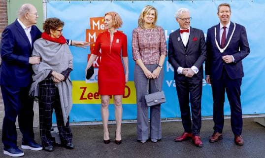 20-02-2019 Music Queen Maxima with Joop and Janine van den Ende and Albert Vader and Jantien Westerveld and Ben de Reu during the signing of the local music education cooperation covenant at the Lasloods in Vlissingen.  Copyright: xPPEx