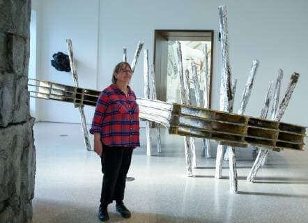 February 20, 2019 - London, UK, United Kingdom - Phyllida Barlow is seen viewing her installation at at Royal Academy of Arts in London..British artist Phyllida Barlow transforms the Royal Academy™s Gabrielle Jungels-Winkler Galleries with an exhibition of entirely new work, entitled cul-de-sac. The exhibition has been conceived as a sequential installation running across all three of the interconnected spaces. The exhibition is open to the public from 23 February until 23 June 2019. London United Kingdom - ZUMAs197 20190220_zab_s197_007 Copyright: xDinendraxHariax