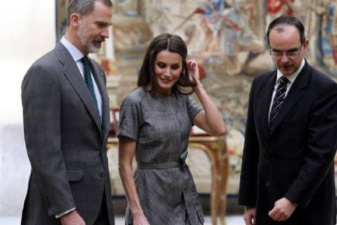 Spanish King Felipe VI and Queen Letizia Ortiz during the International Research Prize in the El Pardo Palace in Madrid on Wednesday 21 February 2019 Cordon Press