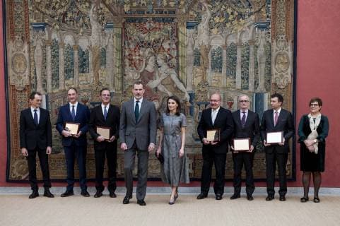 February 21, 2019 - Madrid, Spain - King Felipe VI of Spain and Queen Letizia of Spain during the delivery of the national research awards 2018 at El Pardo Palace in Madrid, Spain. 21 February. ( Borja B. Hojas COOLMedia NurPhoto) Madrid Spain  - ZUMAn230 20190221_zaa_n230_300 Copyright: xCoolmediax