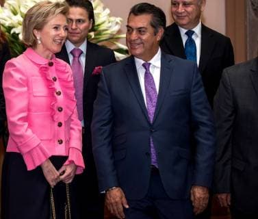 Princess Astrid of Belgium (C) attends a meeting with Nuevo Leon Governor Jaime Rodriguez Calderon (L) at the Government Palace, in Nuevo Leon, Monterrey, Mexico, 21 February 2019, as part of her agenda in the country. Princess Astrid of Belgium visits Monterrey !ACHTUNG: NUR REDAKTIONELLE NUTZUNG!  Copyright: xMiguelxSierrax AME6390 20190221-636863714667761216