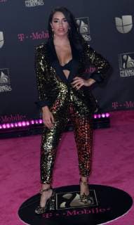 Lali walks the red carpet at the Univision 2019 Premio Lo Nuestro a La Moesica Latina award show at the American Airlines Arena in Miami,Florida, February 21, 2019.  MIA20190221161 GARYxIxROTHSTEIN