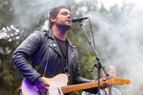 February 21, 2019 - Sydney, NSW, Australia - Australian music artist Dan Sultan entertains the crowd of more than 20,000 at the Don t Kill Live Music Protest at Hyde Park in Sydney..Protesters gathered by more than 20,000 against new laws restricting live music and live music festival brought in by the New South Wales government and its Premier Gladys Berejiklian. Sydney Australia - ZUMAs197 20190221_zaa_s197_169 Copyright: xTobyxForagex
