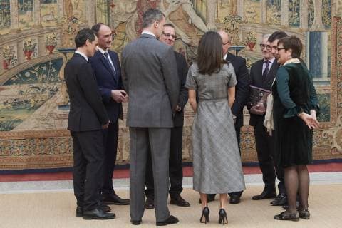 February 21, 2019 - Madrid, Madrid, Spain - King Felipe VI of Spain, Queen Letizia of Spain attends the Delivery of the National Research Awards 2018 at Palacio de El Pardo on February 21, 2019 in Madrid, Spain Madrid Spain  - ZUMAg15_ 20190221_zaf_g15_037 Copyright: xJackxAbuinx