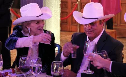 Princess Astrid of Belgium and Jaime Rodriguez Calderon Governor of Nuevo Leon pictured during a Dinner offered by Jaime Rodriguez Calderon, Governor of Nuevo Leon province, on the fifth day of a Belgian economic mission to Mexico, Thursday 21 February 2019, in Monterrey. Several federal and regional ministers accompany the princess on an economic mission to Mexico from 17 to 24 February.  ERICxLALMAND 05536203