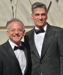 Composer Marc Shaiman and Louis Mirabal arrive on the red carpet for the 91st annual Academy Awards at the Dolby Theatre in the Hollywood section of Los Angeles on February 24, 2019.  LAP20190224032 JIMxRUYMEN