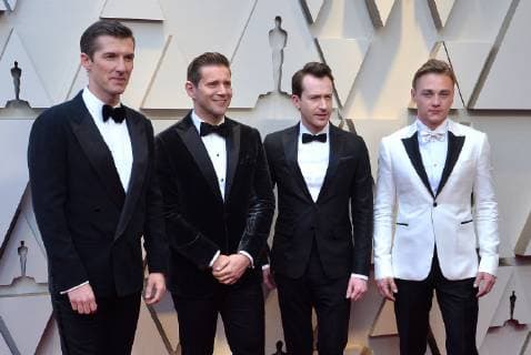 Left to right, Gwilym Lee, Allen Leech, Joseph Mazzello, and Ben Hardy arrive on the red carpet for the 91st annual Academy Awards at the Dolby Theatre in the Hollywood section of Los Angeles on February 24, 2019.  LAP20190224115 JIMxRUYMEN