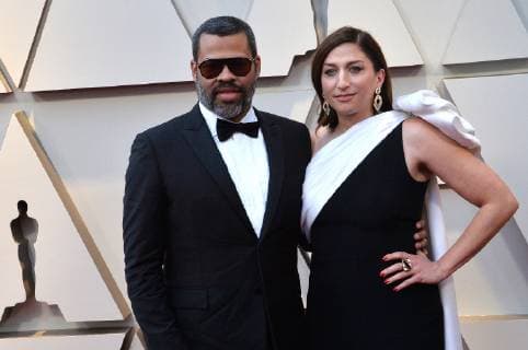 Jordan Peele and Chelsea Peretti arrive on the red carpet for the 91st annual Academy Awards at the Dolby Theatre in the Hollywood section of Los Angeles on February 24, 2019.  LAP20190224171 JIMxRUYMEN