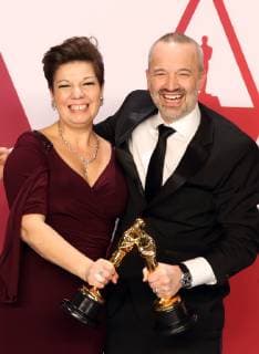 HOLLYWOOD, CALIFORNIA - FEBRUARY 24: Nina Hartstone and John Warhurst in the press room during the 91st Annual Academy Awards at Hollywood and Highland on February 24, 2019 in Hollywood, California.. Copyright: xFayexSadoux