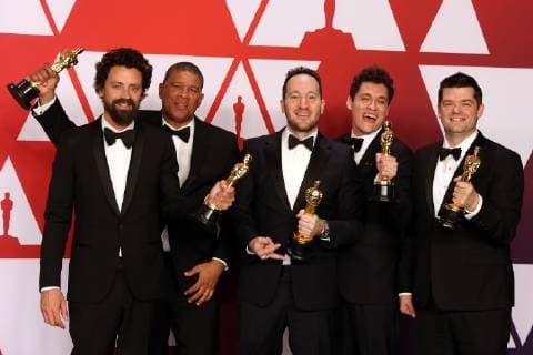 HOLLYWOOD, CALIFORNIA - FEBRUARY 24: Bob Persichetti, Peter Ramsey, Rodney Rothman, Phil Lord and Christopher Miller in the press room during the 91st Annual Academy Awards at Hollywood and Highland on February 24, 2019 in Hollywood, California.. Copyright: xFayexSadoux