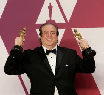 Nick Vallelonga winner of Best Original Screenplay for Green Book, appears backstage with his Oscar during the 91st annual Academy Awards at Loews Hollywood Hotel in the Hollywood section of Los Angeles on February 24, 2019.  LAP20190224826 JOHNxANGELILLO