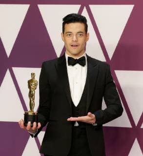Rami Malek winner of Best Actor in a Leading Role for Bohemian Rhapsody, appears backstage with his Oscar during the 91st annual Academy Awards at Loews Hollywood Hotel in the Hollywood section of Los Angeles on February 24, 2019.  LAP20190224836 JOHNxANGELILLO