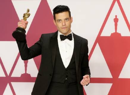 Rami Malek winner of Best Actor in a Leading Role for Bohemian Rhapsody, appears backstage with his Oscar during the 91st annual Academy Awards at Loews Hollywood Hotel in the Hollywood section of Los Angeles on February 24, 2019.  LAP20190224843 JOHNxANGELILLO