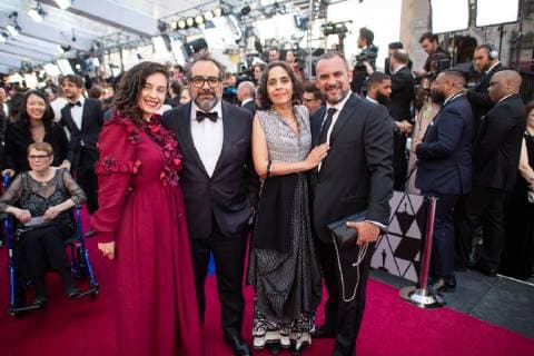 February 24, 2019 - Hollywood, California, U.S. - Guest, Oscar nominee Eugenio Caballero, Oscar nominee Barbara Enriquez, and guest arrive on the red carpet of The 91st Oscars at the Dolby Theatre in Hollywood. Hollywood U.S. - ZUMAz03_ 20190224_sha_z03_707 Copyright: xAMPASx