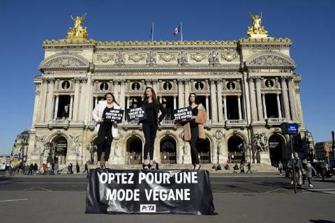 UN PODIUM DE HAUTE COUTURE VEGANE SURGIT EN PLEINE FASHION WEEK DE PARIS NEWS : Action PETA Paris Fashion Week - 25 02 2019 - Place de l Opera JBAutissier Panoramic 