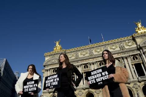 UN PODIUM DE HAUTE COUTURE VEGANE SURGIT EN PLEINE FASHION WEEK DE PARIS NEWS : Action PETA Paris Fashion Week - 25 02 2019 - Place de l Opera JBAutissier Panoramic 