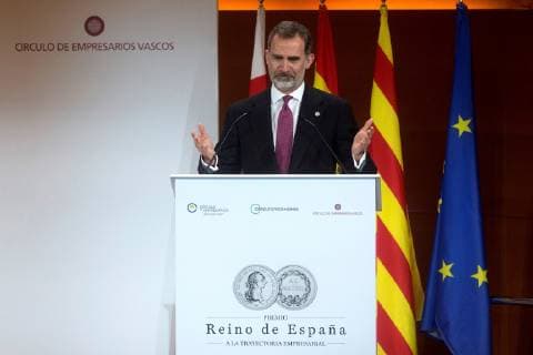 Spain s King Felipe VI gives a speech after delivering to businessman Mariano Puig (unseen) the Spanish Kingdom Award for his business career in L Hospitalet de Llobregat, Barcelona, Spain, 25 February 2019. Spanish Kingdom Award !ACHTUNG: NUR REDAKTIONELLE NUTZUNG!  Copyright: xQuiquexGarciax GRAF3635 20190225-636867245166207571