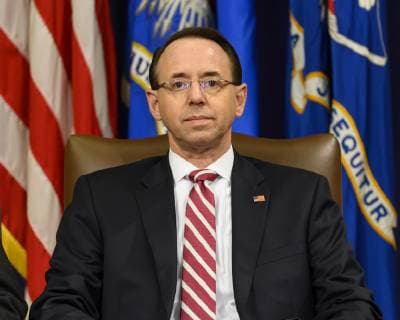 February 26, 2019 - Washington, DC, U.S - Rod Rosenstein, United States Deputy Attorney General, at the Department of Justice African American History Month Observance Program in the The Great Hall at the U.S. Department of Justice in Washington, DC on February 26, 2019 Washington U.S. - ZUMAb161 20190226_zap_b161_001 Copyright: xMichaelxBrochsteinx