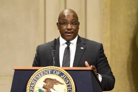 February 26, 2019 - Washington, DC, U.S - Louis V. Franklin Sr., United States Attorney for the Middle District of Alabama, at the Department of Justice African American History Month Observance Program in the The Great Hall at the U.S. Department of Justice in Washington, DC on February 26, 2019 Washington U.S. - ZUMAb161 20190226_zap_b161_033 Copyright: xMichaelxBrochsteinx