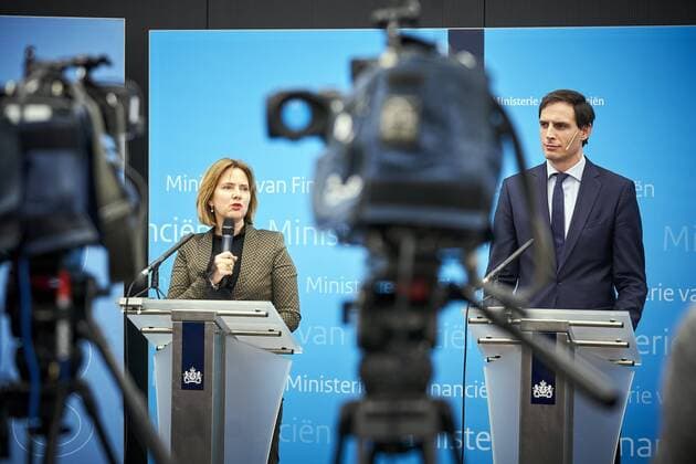 The Hague - Netherlands - 26 February 2019- Dutch Minister of Finance Wopke Hoekstra and Minister Cora van Nieuwenhuizen of Infrastructure and Water Management announced on Tuesday-evening that the state buys 12.68% of the shares of Air France-KLM. The Air France - KLM Chairman Ben Smith wanted to incorporate changes to the airlines which would be bad for the Dutch economy. To make sure, no jobs are lost in The Netherlands, the Dutch government has bought a share in KLM equal to the share the French government holds in Air France. Credit: Phil Nijhuis Hollandse Hoogte  Copyright: xHollandsexHoogtex xPhilxNijhuisx x87386186x