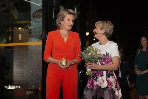 Queen Mathilde of Belgium pictured at the 20th edition of the award ceremony of the Womed Award , for best female entrepreneur, organised by Markant and Unizo, Wednesday 27 February 2019 in Brussels.  HATIMxKAGHAT 05539696