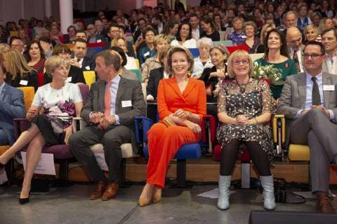 Queen Mathilde of Belgium pictured at the 20th edition of the award ceremony of the Womed Award , for best female entrepreneur, organised by Markant and Unizo, Wednesday 27 February 2019 in Brussels.  HATIMxKAGHAT 05539693