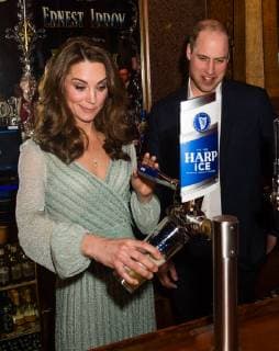 . 27 02 2019. Belfast , Northern Ireland, United Kingdom. The Duke and Duchess of Cambridge at the Belfast Empire Music Hall where they pulled pints of beer on the first day of their two day trip to Northern Ireland. Pic: i-Images Pool  xi-Imagesx xPoolx IIM-19346-0239