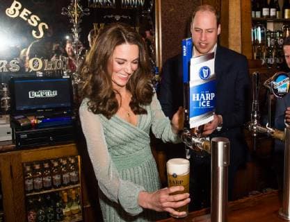 . 27 02 2019. Belfast , Northern Ireland, United Kingdom. The Duke and Duchess of Cambridge at the Belfast Empire Music Hall where they pulled pints of beer on the first day of their two day trip to Northern Ireland. Pic: i-Images Pool  xi-Imagesx xPoolx IIM-19346-0238