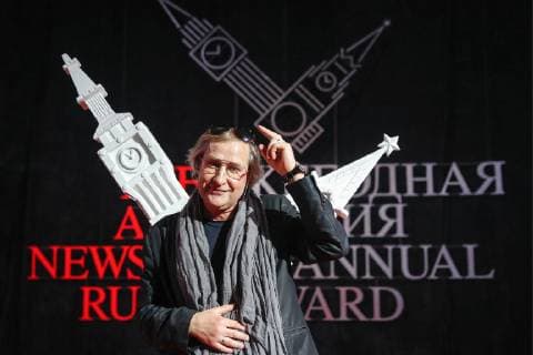 MOSCOW, RUSSIA - MARCH 1, 2019: Film and stage director, writer Andrei Zhitinkin at the 7th The Art Newspaper Russia award ceremony at Gostiny Dvor; The Art Newspaper Russia award is presented annually in many categories to people connected with artistic process, cultural heritage preservation activities, private initiatives in the art world and to artistic and cultural events. Alexander Shcherbak TASS  TS0A2CD8